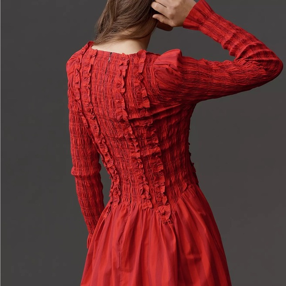 Damson Madder Raphaela Long-Sleeve Ruffle Mini Dress Size 10 - Picture 4 of 7